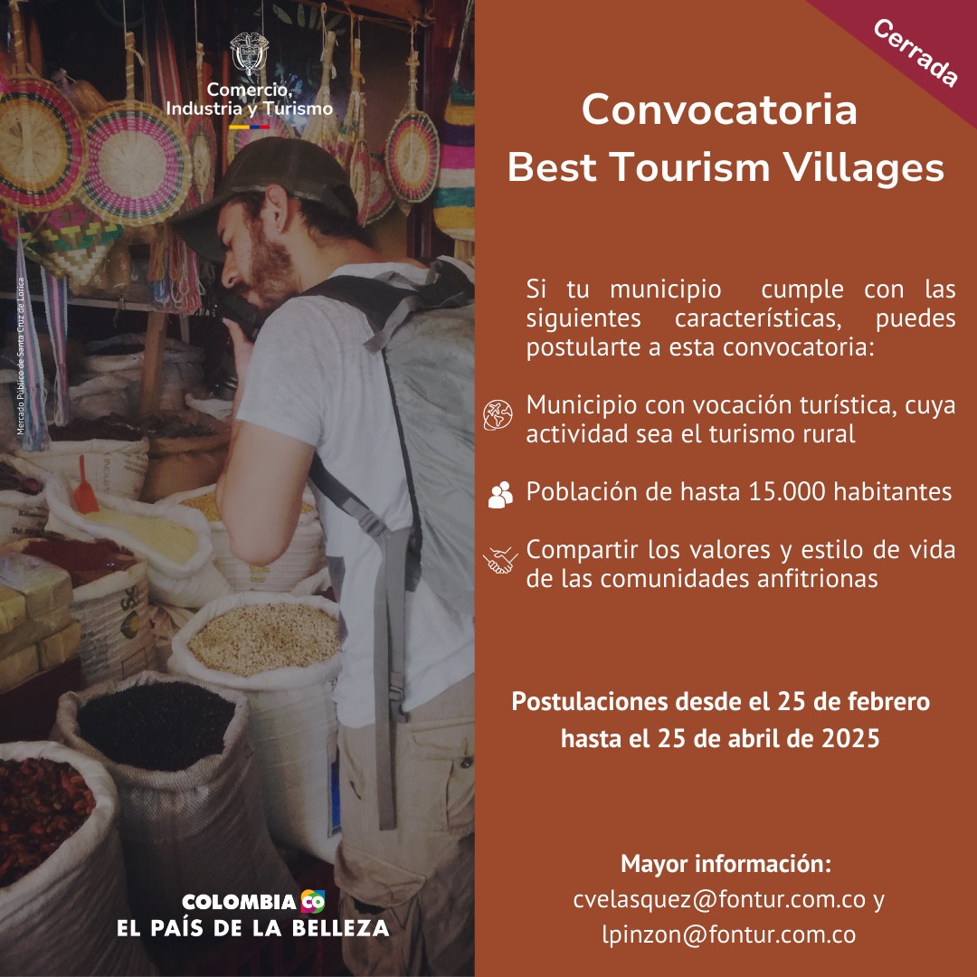 CONVOCATORIA BEST TOURISM VILLAGES, COLOMBIA 2025 ONU TURISMO